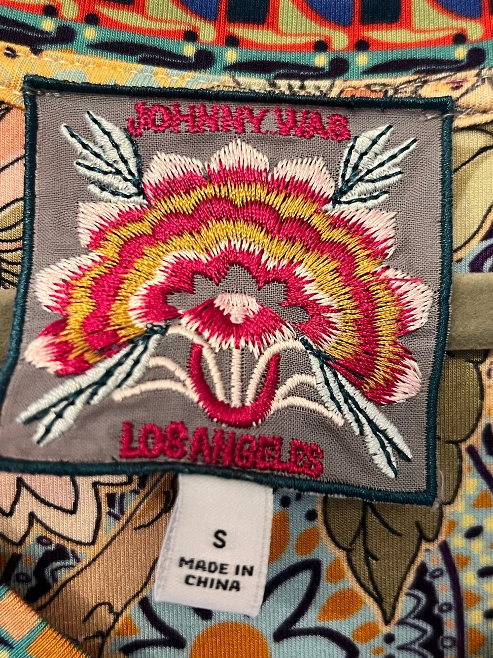 Johnny Was Colorful Boho Floral V-Neck Tee, Size S - Picture 4 of 8